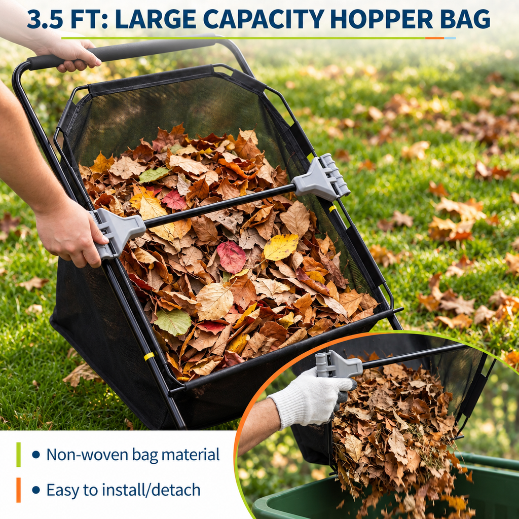 Push Lawn Sweeper with Adjustable Brush Height | Efficient Leaf Collection for Easy Yard Maintenance