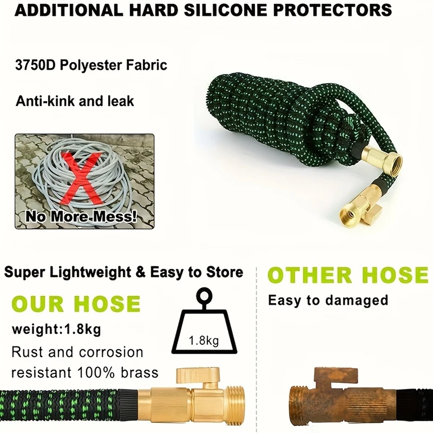 Expandable Garden Hose | 100ft Lightweight Water Hose with 10 Spray Modes | Durable & Kink-Free for Effortless Watering 3