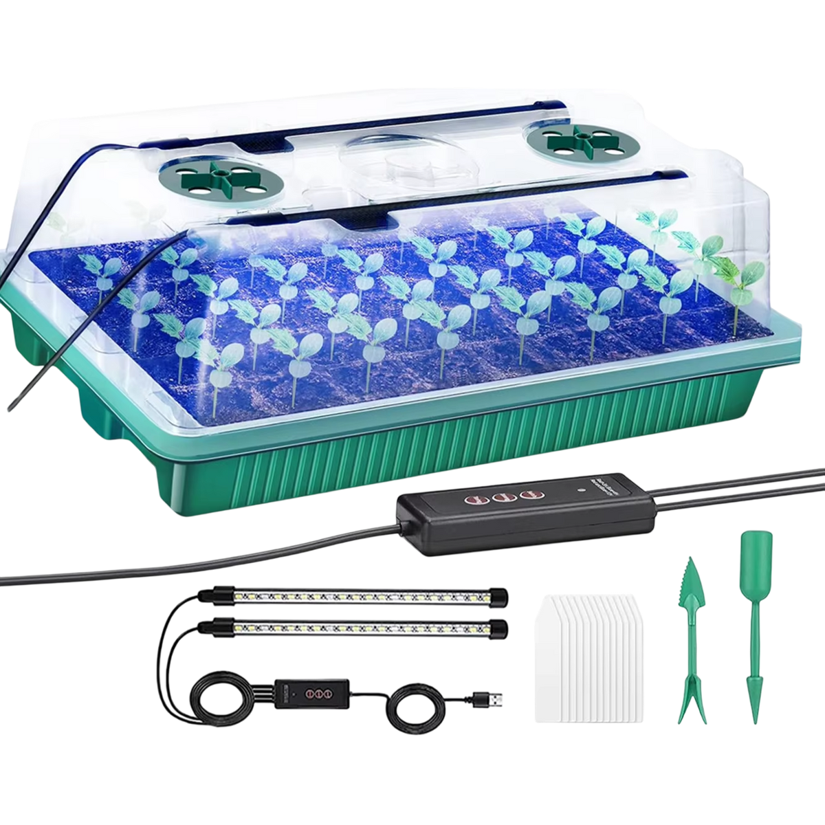 Indoor Garden Pro | Seed Starter Tray with Full Spectrum LED Light & Humidity Control | Efficient Seedling Growth Solution 0