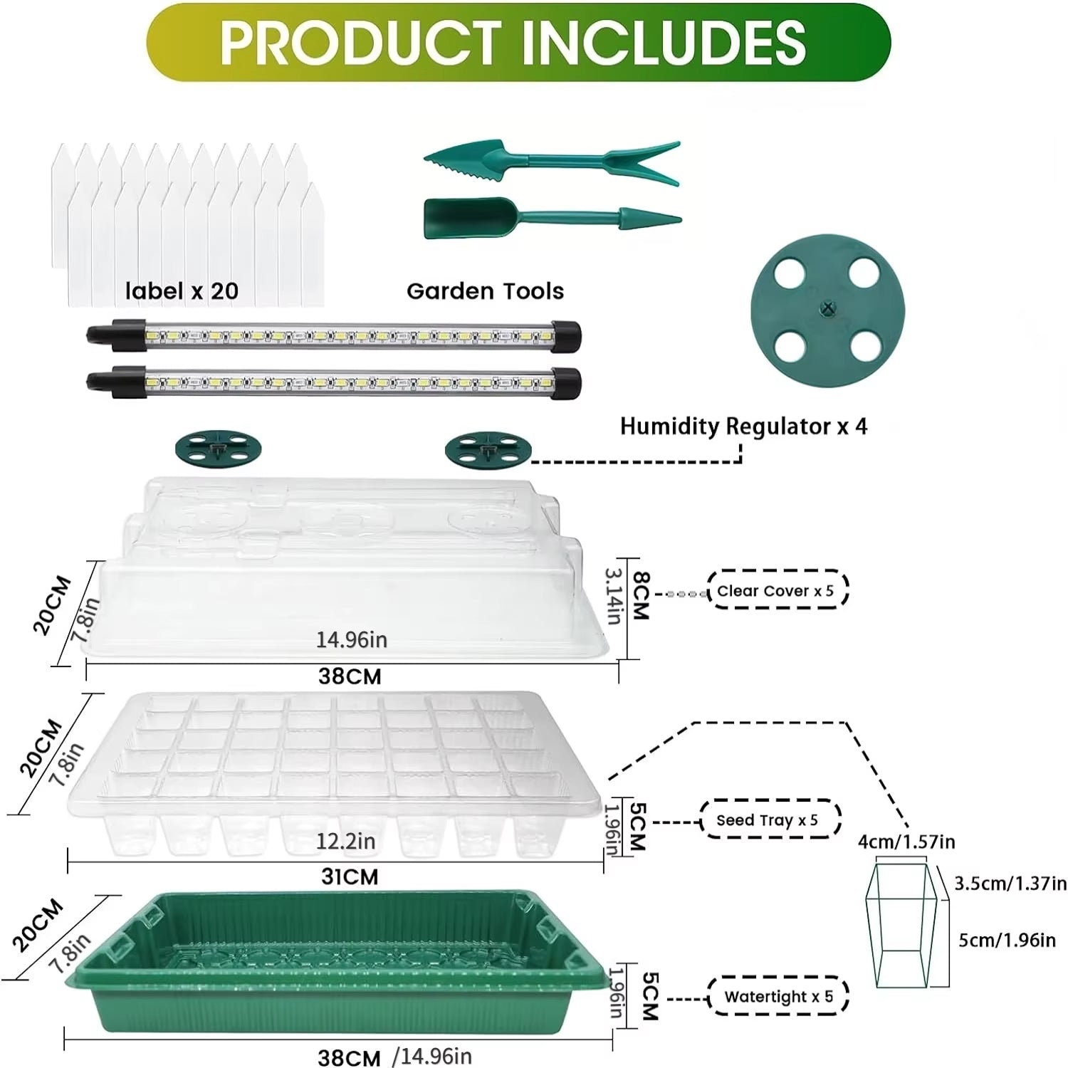 Indoor Garden Pro | Seed Starter Tray with Full Spectrum LED Light & Humidity Control | Efficient Seedling Growth Solution 4