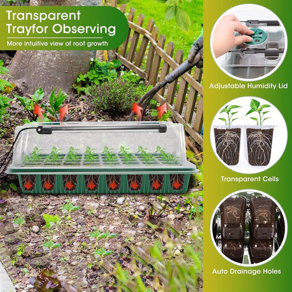 Indoor Garden Pro | Seed Starter Tray with Full Spectrum LED Light & Humidity Control | Efficient Seedling Growth Solution 6