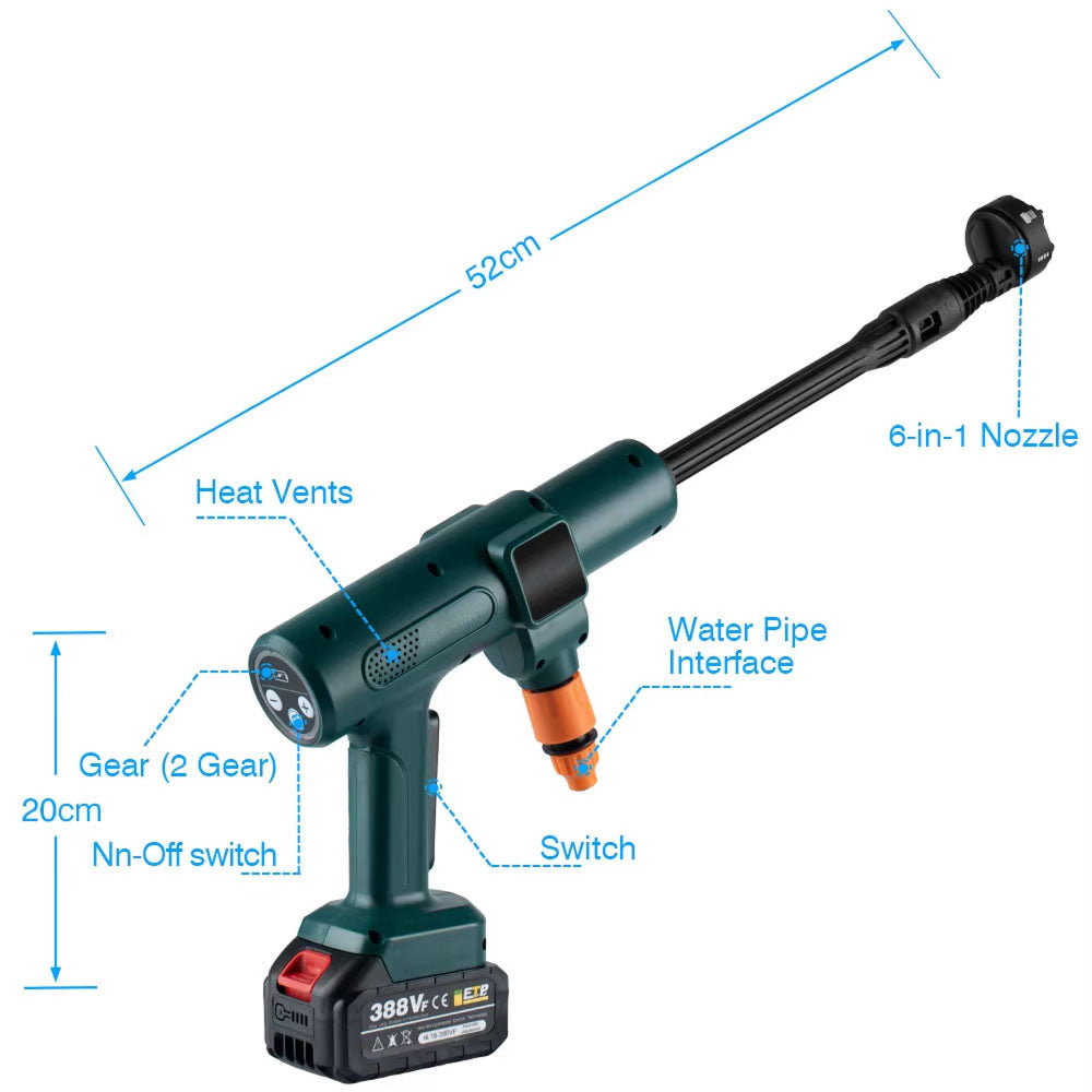 JetWavep | Electric Pressure Washer with 200 BAR Power | 6-in-1 Nozzle for Versatile Cleaning 7