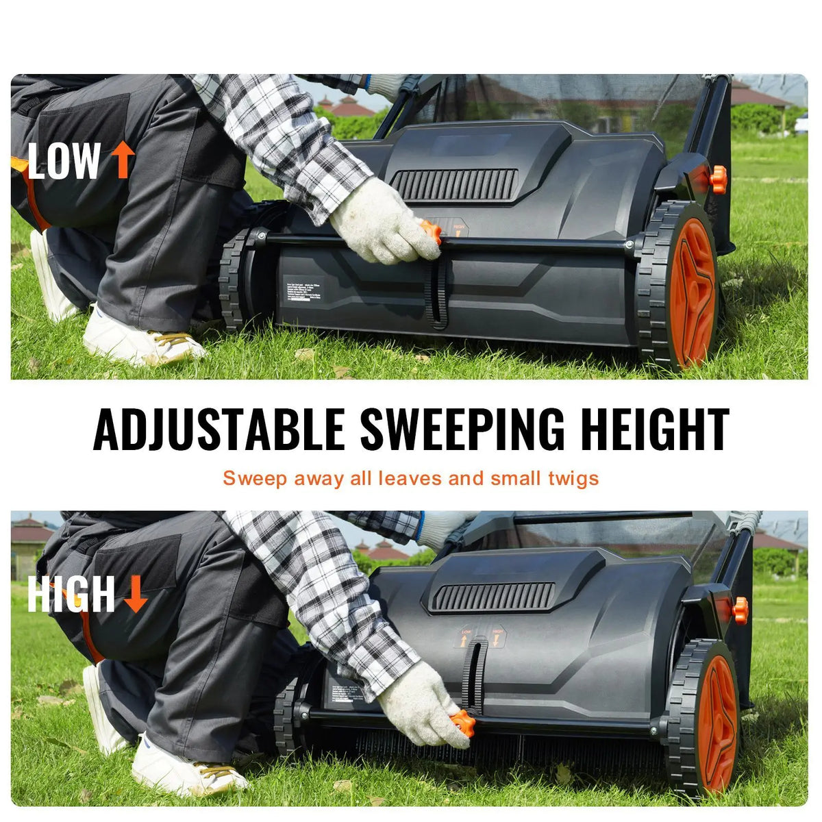 Lawn Sweeper with Heavy-Duty Steel Frame- 21-Inch Push | Efficient Leaf Collection for Easy Yard Maintenance