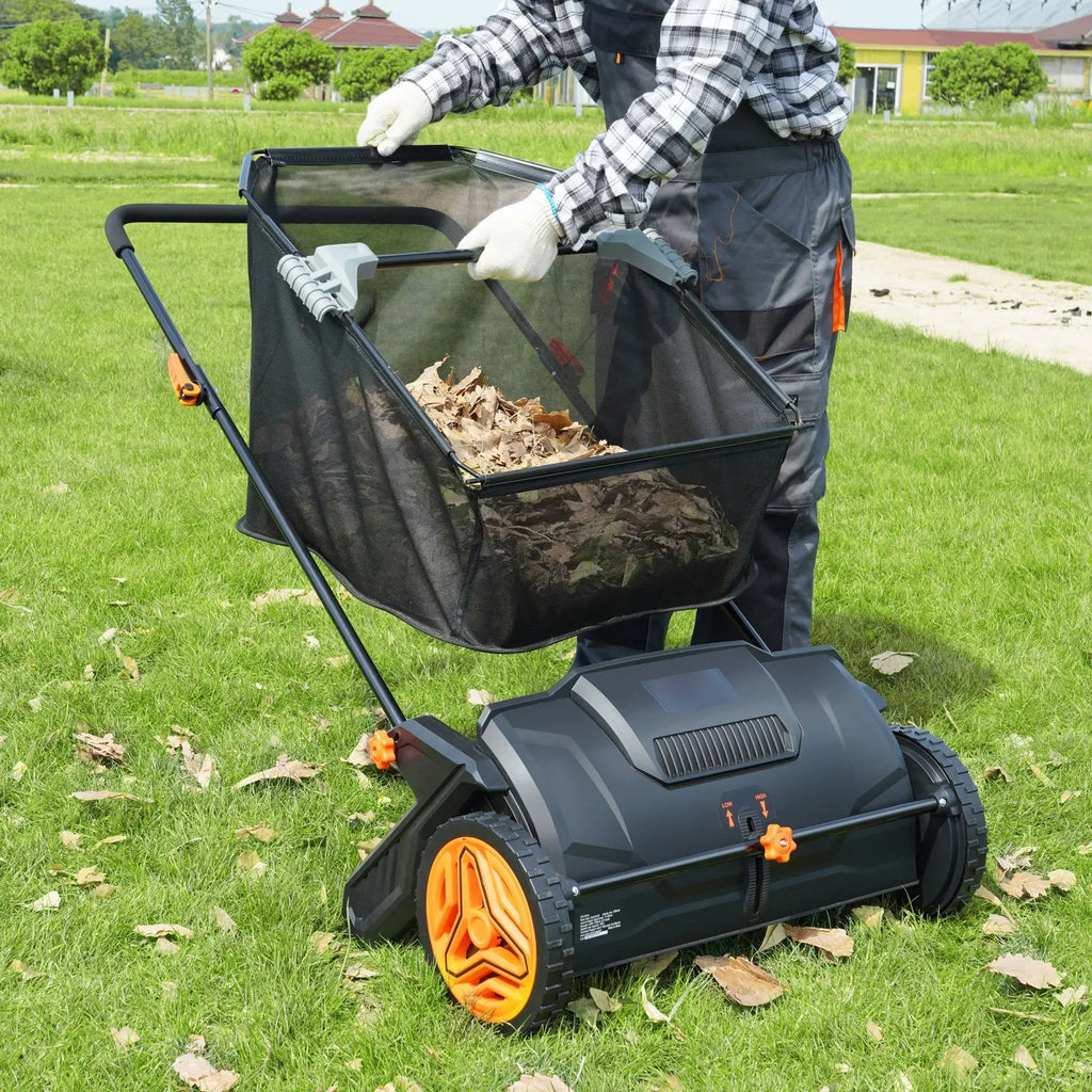 Lawn Sweeper with Heavy-Duty Steel Frame- 21-Inch Push | Efficient Leaf Collection for Easy Yard Maintenance