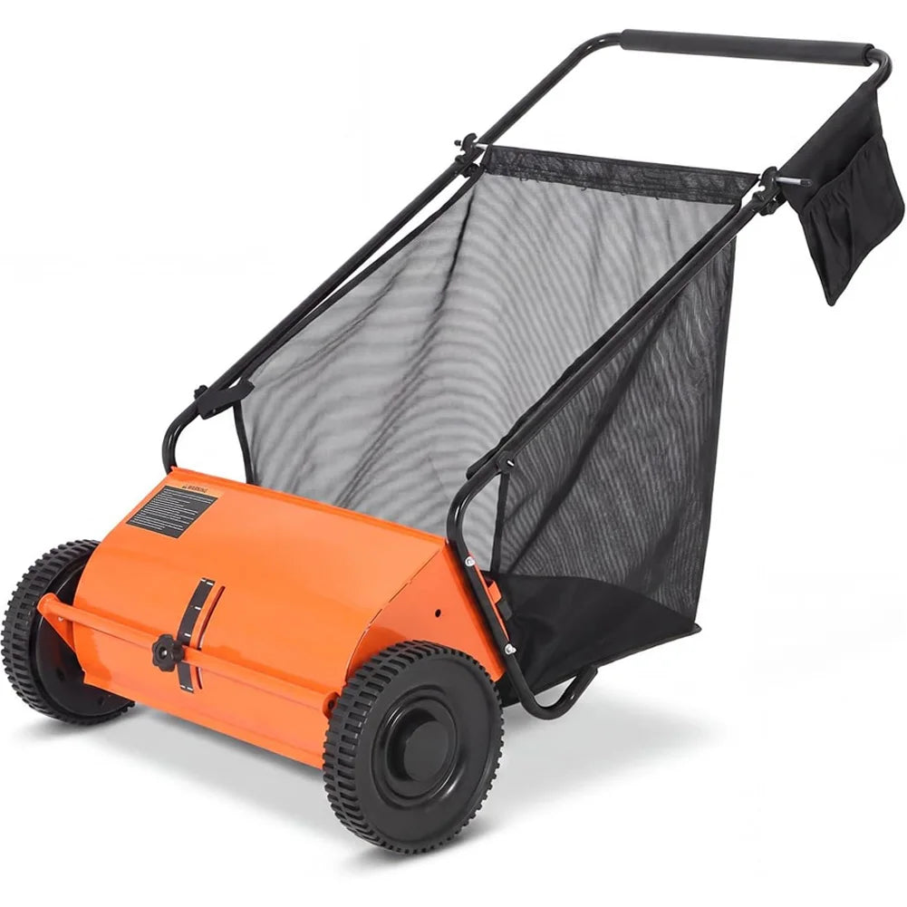 Lawn Sweeper | 26-Inch Manual Yard Sweeper with Adjustable Height & Tool Bag for Efficient Leaf Collection
