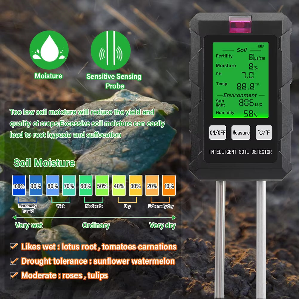 Rootabest | 6-in-1 Soil Tester with Digital Display | Accurate pH & Moisture Meter for Healthy Plants 5