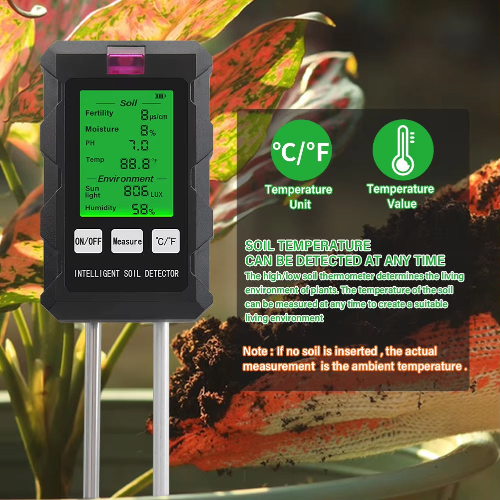 Rootabest | 6-in-1 Soil Tester with Digital Display | Accurate pH & Moisture Meter for Healthy Plants 6