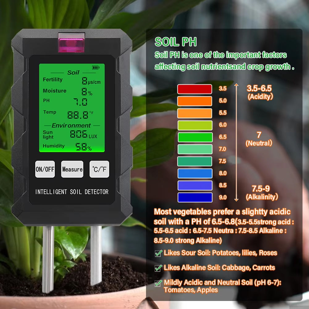 Rootabest | 6-in-1 Soil Tester with Digital Display | Accurate pH & Moisture Meter for Healthy Plants 7