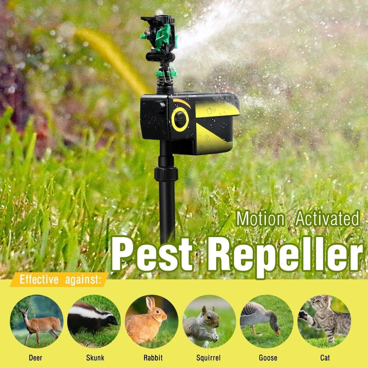 Sprixcle | Pest Control Device with Motion Activation & Solar Power | Humane Solution for Garden Protection 1